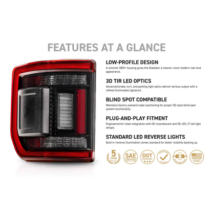 Morimoto Jeep JT Gladiator (2020+) XB LED Low Profile Tail Lights (Red)