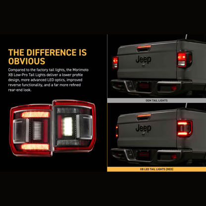 Morimoto Jeep JT Gladiator (2020+) XB LED Low Profile Tail Lights (Red)