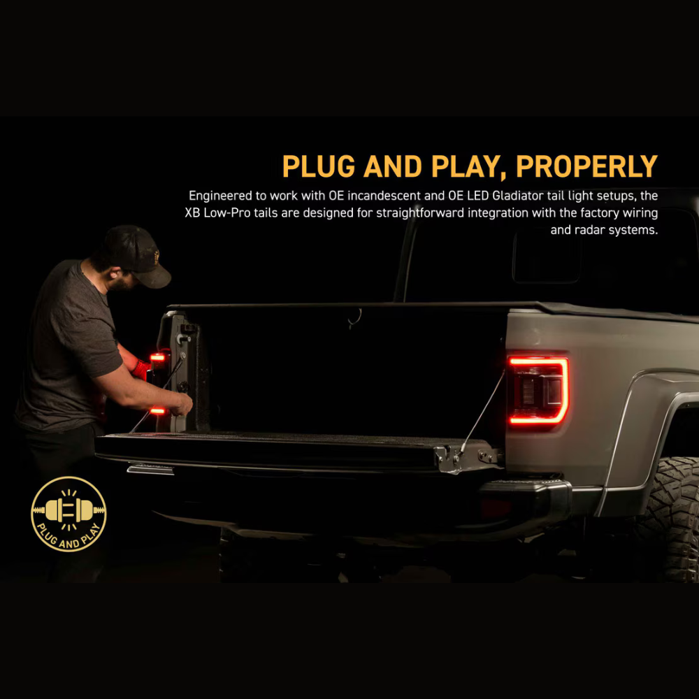 Morimoto Jeep JT Gladiator (2020+) XB LED Low Profile Tail Lights (Red)
