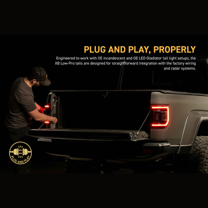 Morimoto Jeep JT Gladiator (2020+) XB LED Low Profile Tail Lights (Red)